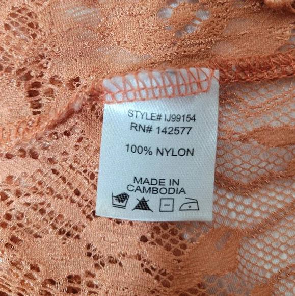 Iris Boho Lace Crochet Tangerine Orange Floral Coverup sz L - Picture 4 of 7